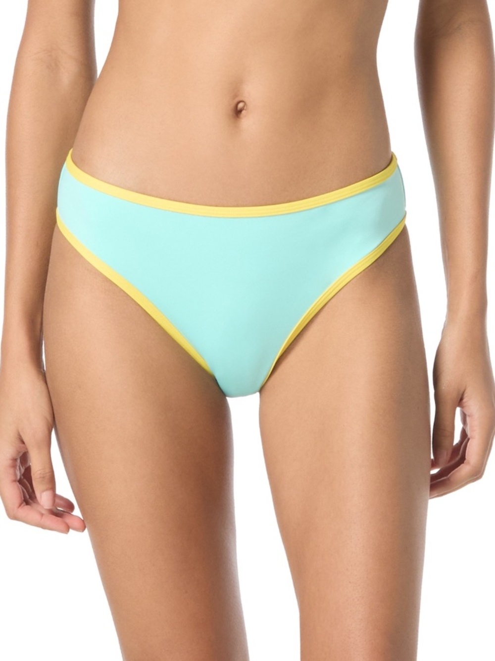 Kate Spade Women's Contrast-Trim High-Cut Bikini Bottoms,Low Tide Blue